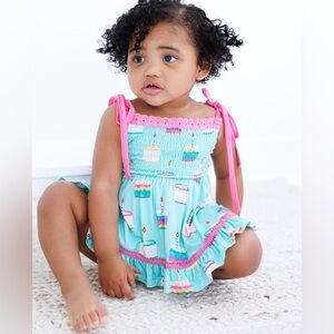 Birdie Bean Harlow Smocked Birdie Twirl with Tie Shoulders and Birthday Design